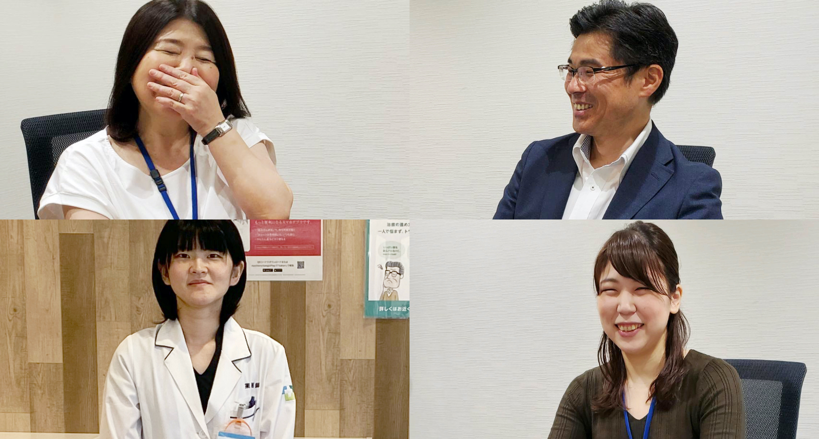白水さん(常務取締役)、小沼さん(薬局事業部 部長)、矢作さん(薬局事業部 事業推進課)、板倉さん(たから薬局狭山店 薬局長)